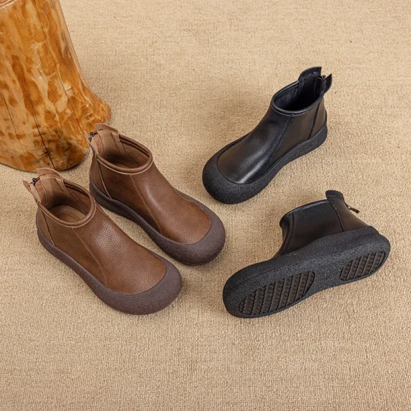AIYUQI Stivaletti da donna Retro 2025 Autunno Nuovi stivaletti da donna piatti in vera pelle Punta rotonda Casual Scarpe da donna di grandi dimensioni Stivali 6