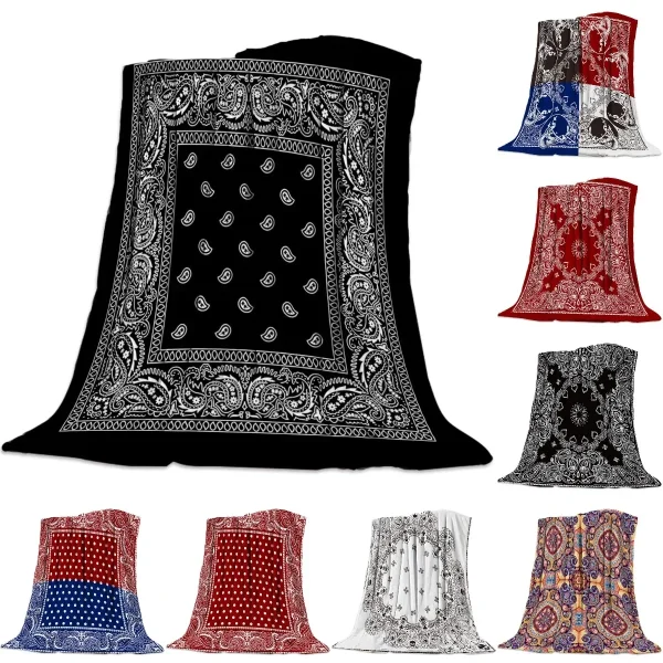 Bandana Pola Flanel Selimut Divano Tempat Tidur Coperta in pile portatile Lucu Mewah Seprai Coperta Queen King Twin Size 1