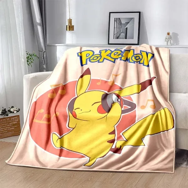 Calda e morbida coperta con stampa Pokémon Stitch, soffice coperta per divano in peluche per bambini e adulti, per divano letto - immagine 3