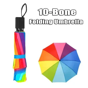 Ombrello arcobaleno alla moda Ombrello triplo con manico lungo Ombrello dritto pieghevole automatico resistente al vento 1