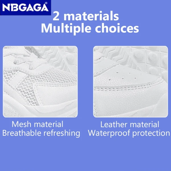 Scarpe casual in pelle bianca per bambini per ragazze del ragazzo Scarpe da ginnastica da corsa all'aperto Mesh traspirante Bambini Scuola Walking Sport antiscivolo 3