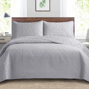 Set trapunta Queen Size da 3 pezzi 220x240 cm Copriletto trapuntato ad ultrasuoni e copriletto Set biancheria da letto leggera estiva Coperta per letto 1