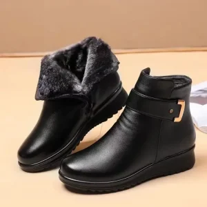 Stivaletti da donna Stivali da neve con suola piatta a tubo corto in peluche 2024 Autunno/inverno Nuovi stivali semplici in cotone casual caldi con cerniera retrò 1