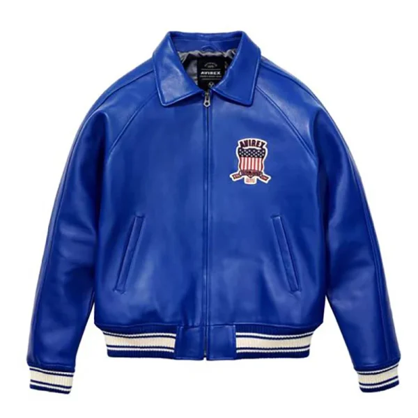 Giacca college da uomo in vera pelle AVIREX Us plus size Giacche ricamate in pelle di agnello europea spessa 3