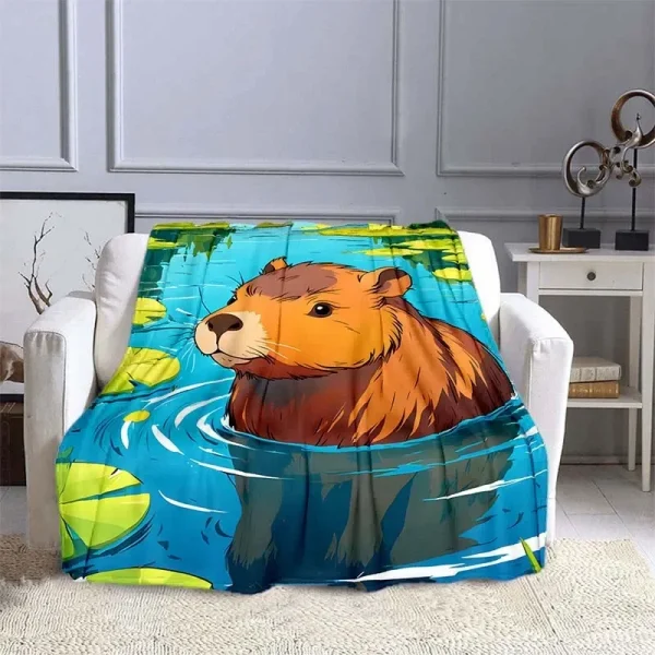 10 taglie Cartoon Capybara Pattern coperta Warm Soft Fluffy Kids and Adult Sofa Bed Throw coperta Outdoor Travel Camping Sheet - immagine 4
