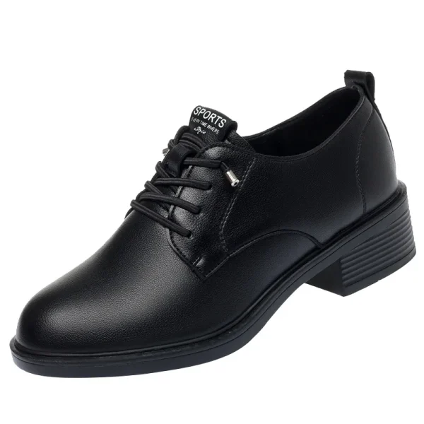 Scarpe con tacco tondo da donna primavera autunno stile britannico tacco quadrato décolleté da ufficio senza pizzo festa da lavoro comode in morbida pelle 2024 6