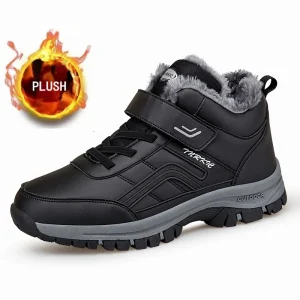 Stivali invernali da uomo Nuovi stivaletti da neve caldi in pelle PU impermeabili Scarpe casual alte da lavoro antiscivolo in peluche caldo per esterni 1