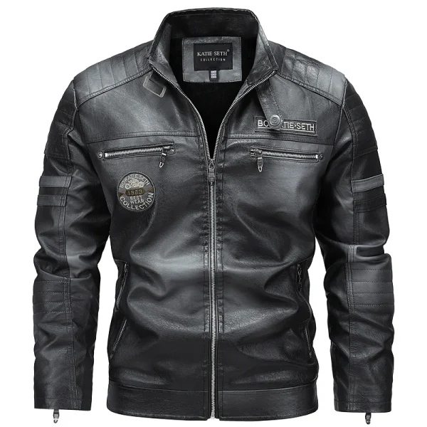 Giacche in pelle casual da uomo nuove di qualità 7XL Autunno Inverno Uomo Colletto alla coreana Giacche in pelle da moto Cappotto in pelle vintage 5