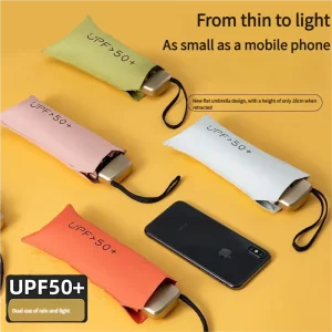 Ultra leggero piccolo mini donna cinque pieghe ombrello a prova di sole a prova di sole anti UV sole pioggia doppio uso ombrello spesso colla nera tasca S 1