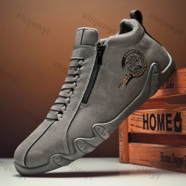 Scarpe da ginnastica casual da uomo Comfort Uomo Inverno Scarpe casual in pelle di nuova moda Scarpe da corsa alte con cerniera slip-on da uomo Scarpe antiscivolo 5