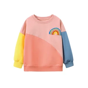 Arcobaleno 2-7T Autunno Primavera Moda Ragazze Felpe Manica lunga Bambino Abbigliamento per bambini Sport Camicie con cappuccio per bambini Vestiti Camicie 1
