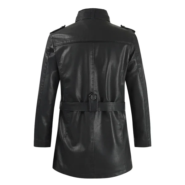 Biker Jaqueta Cappotto invernale da uomo in pile spesso lungo in pelle Capispalla da uomo Giacche vintage casual calde in pelle di moda 4