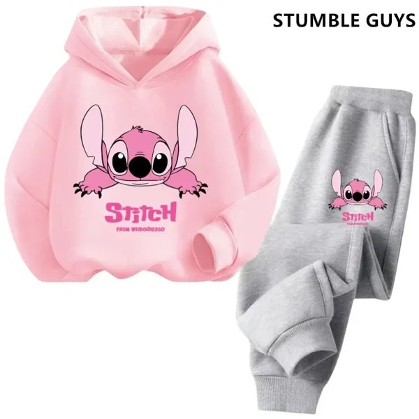 Felpe con cappuccio per bambini Stitch Kawaii Moda Pullover Felpa Anime Trucksuit Manga Cartoni animati Ragazze Ragazzo Bambini Autunno Abbigliamento casual 2