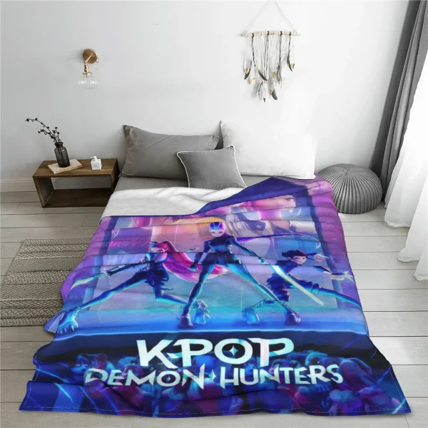 K pop Demon Hunters Coperte Coperta calda di qualità Coperta invernale per ragazze Ragazzi Divano Sedia Copriletto divertente 3