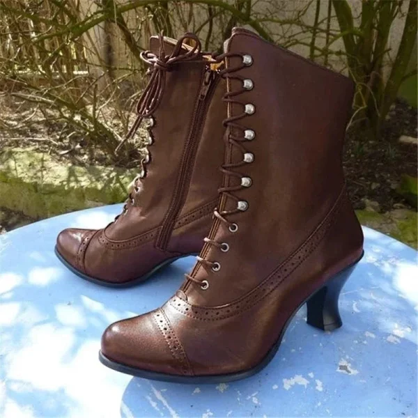 Quality women's PU leather biker boots for women Women's high-heeled pointed toe boots Women's New Victorian boots opetBiya 1