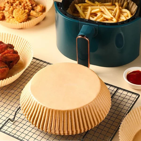 50/100 Pz Friggitrice Ad Aria Carta Usa E Getta Antiaderente Airfryer Carte Da Forno Rotonde Friggitrice Ad Aria Fodere di Carta Accessori Da Cucina di Carta 4