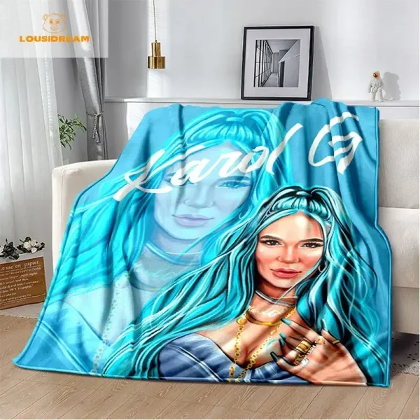 Coperta Karol G Bichota personalizzata calda peluche accogliente casa ragazza coperta per la cameretta comoda coperta leggera per divano 4