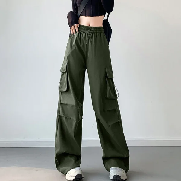Pantaloni cargo larghi sottili estivi Donna 2025 Streetwear Pantaloni da paracadute a vita alta Donna Moda Pantaloni larghi a gamba larga Pantaloni da donna 6