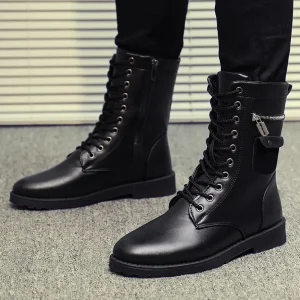 Stivali da uomo stivaletti in aumento stivali da uomo con cerniera laterale in metallo stivali da moto maschili britannici scarpe invernali in cotone di media qualità 1