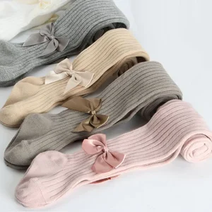 Collant da ragazza Principessa Bowknet Collant intero da bambina per bambina Primavera e autunno Pantaloni nuovo stile Calza di pizzo 1
