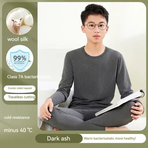 Set di pantaloni autunnali per giovani in velluto tedesco di seta di lana invernale Set di biancheria intima morbida e calda per studenti per bambini 6