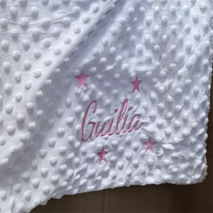 Nuovo nome personalizzato coperta morbida per neonati coperte per passeggino per bambini nome ricamato personalizzato coperte regalo per feste per Baby Shower 1