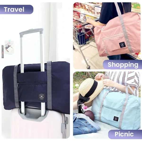 Borsone da viaggio pieghevole per borsa da trasporto per compagnia per donne e ragazze, leggero, di grande capacità, per sport, viaggio nel fine settimana durante la notte 3