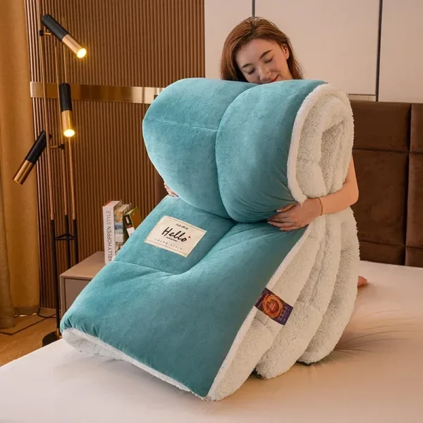 Set piumino Queen in pile Biancheria da letto super morbida e calda e soffice Set letto pesante sfocato di lusso per l'inverno Coperta calda in pile per l'inverno 6