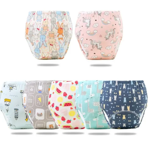 Pantaloni da allenamento per pannolini ecologici riutilizzabili Elinfant per bambini, in cotone lavabile impermeabile, per l'apprendimento della pulizia, in tessuto traspirante 2