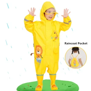 1-10 anni Bambini Impermeabile Per Bambini Delle Ragazze Dei Ragazzi Tuta Impermeabile Con Cappuccio di Un Pezzo Del Dinosauro Del Fumetto Del Bambino Rainwear E Pantaloni 1