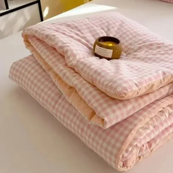 Semplice piumino di lusso Copriletto sottile Biancheria da letto Trapunta estiva scozzese fresca Trapunte estive fronte-retro di alta qualità Trapunta letto matrimoniale 4