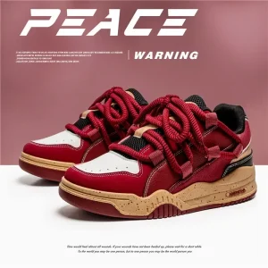 Scarpe da uomo primavera nuovo design vino rosso scarpe da skateboard moda sneakers casual alla moda scarpe vulcanizzate con plateau 2025 1