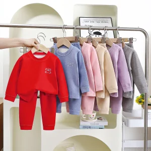 Set di biancheria intima termica per bambini Set di pigiami disossati di seta di lana autunno inverno per ragazzi e ragazze per set di abbigliamento per la casa per adolescenti1-14Y 1