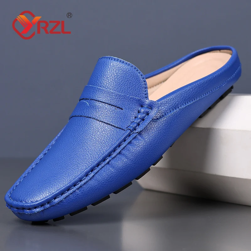 YRZL mocassini estate Slip on mezze scarpe per uomo pantofole in pelle PU Casual traspirante comodi mocassini mocassini scarpe Casual da uomo 2