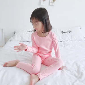 Set per bambini Long Johhs Set per neonate Mutande lunghe Intimo per bambini Neonati maschi Intimo termico in cotone 3-9 anni Colori caramelle 1