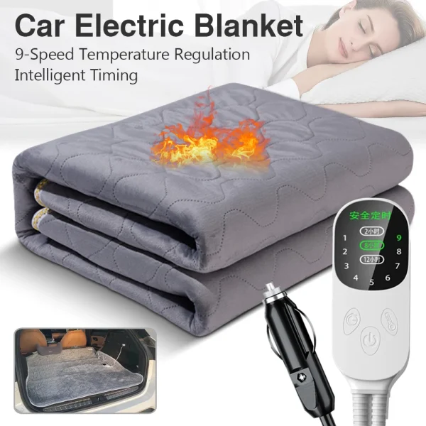 Coperte di calore elettriche per camper SUV 12V Auto Peluche Coperte riscaldanti elettriche più spesse Camion da campeggio Veicoli fuoristrada Cuscinetti riscaldanti 4