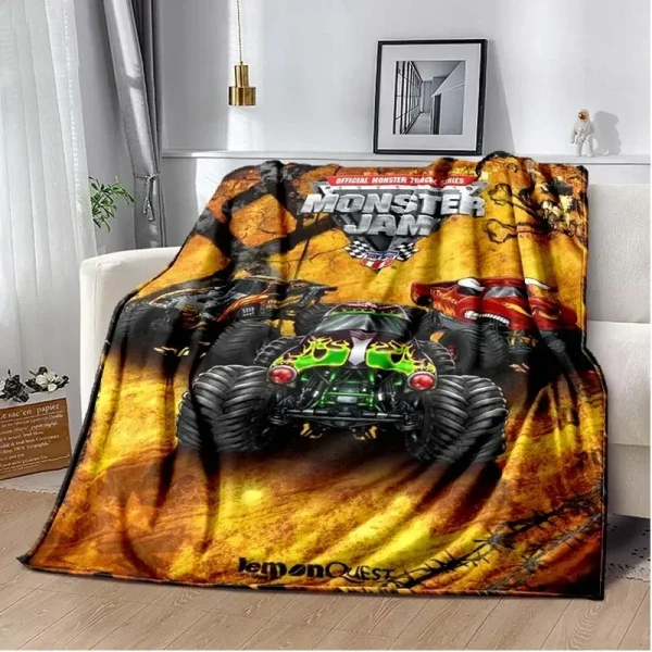 Monster Jam Grave Digger Truck Hot Wheels Coperta per divano Coperta isolante leggera e calda Letto Ginocchiere per auto da ufficio Coperta da tiro 5