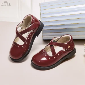 Dave Bella Scarpe in pelle per bambini Autunno Ragazza Moda retrò Suola morbida Scarpe da principessa antiscivolo rosse DB3252579 1