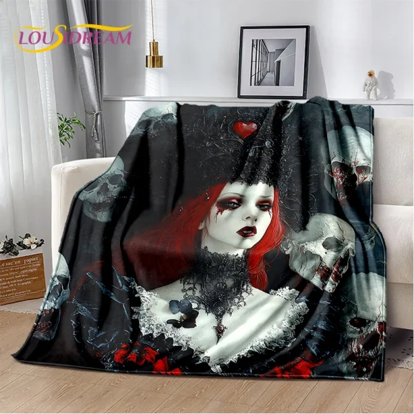2025 Nuovo personaggio horror gotico Teschio Fantasma Coperta morbida, Coperta morbida per la casa Camera da letto Divano letto Picnic Viaggio Regalo per bambini 2