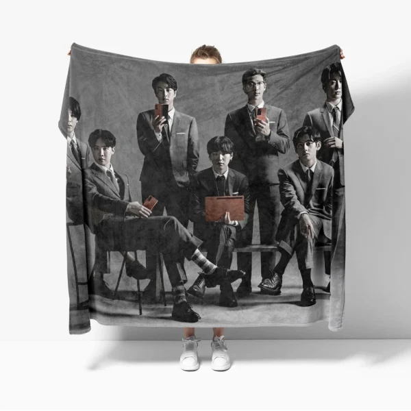 Coperta in flanella Kpop-BTS per la decorazione del divano Coperta per bambini scozzese soffice Coperte e getta di lusso king size per letto Cobija 3