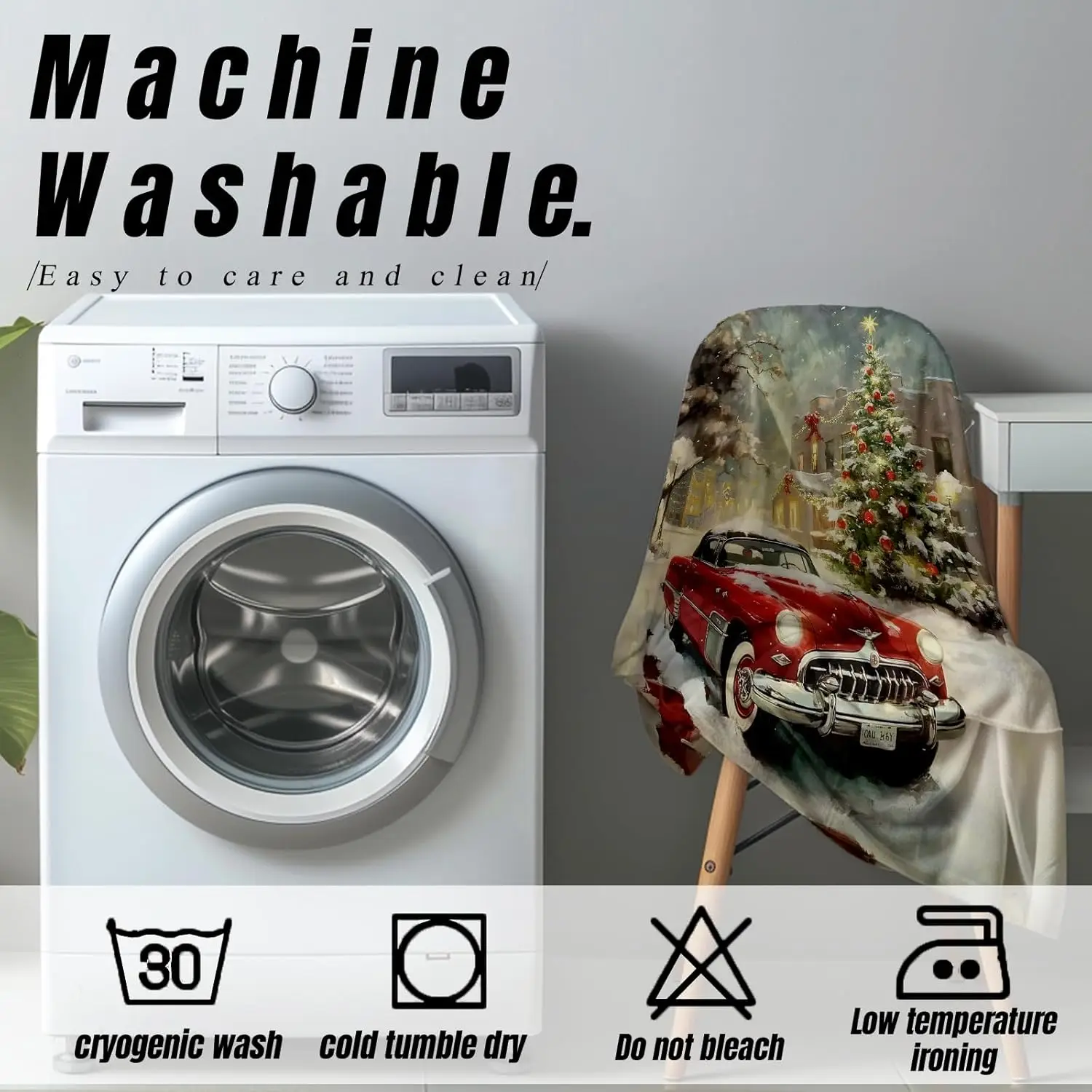 Coperta per auto natalizia vintage 50"x60", coperte in peluche per auto rosse, ideale per la decorazione domestica, divano, letto, viaggi, per adulti e bambini 5