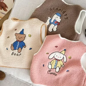 2024 Inverno Nuovo in Bambini Neonate Addensare In Pile Caldo Outwear, Bambini Cartoon Dog Lettera Top Abiti Gilet Infantile 12M-5Y 1