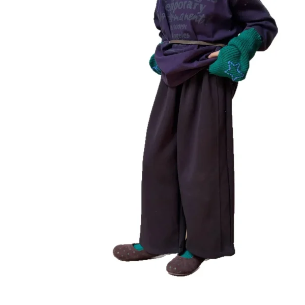Pantaloni dritti per ragazzi coreani autunnali per bambini in cotone solido per bambini ragazzi pantaloni a gamba larga pantaloni casual in vita elastica per ragazzini 5