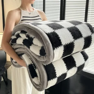 Coperta invernale calda in peluche Coperte da letto morbide e spesse in pile di corallo scozzese di grado A per divano Copriletto peloso per coppia singola doppia 1