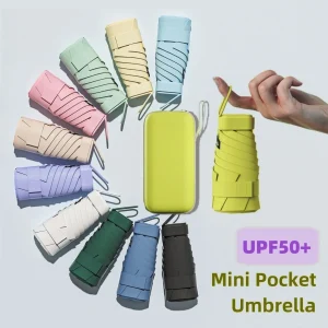 UPF50 + Mini Ombrello Pieghevole Parasole in Vinile Ombrello Piccola Tasca da Pioggia Ombrello da Viaggio Protezione Ultravioletta Capsula Ombrellone 1
