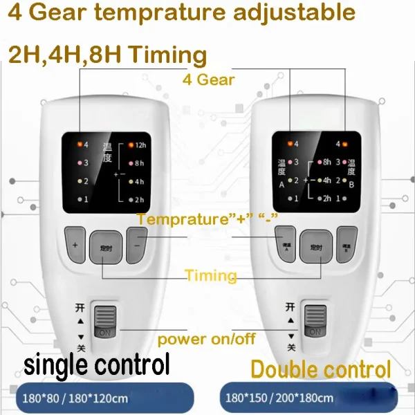 Coperta riscaldante elettrica in velluto con riscaldatore caldo di alta qualità Tappetino per coperta elettrica con controller di temporizzazione della temperatura a 4 marce 5