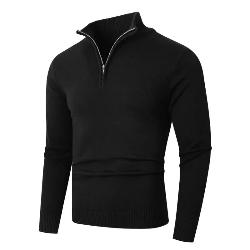 Maglione pullover con zip da uomo autunno maglione polo di lana leggero con collo a lupetto lavorato a maglia cardigan casual in tinta unita top caldi invernali 2