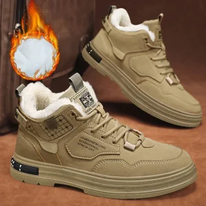 Scarpe da uomo 2024 Nuovi stivali invernali Scarpe da uomo alte Scarpe da ginnastica in peluche antiscivolo impermeabili Scarpe da tennis maschili Stivali da uomo Sneakers invernali 1