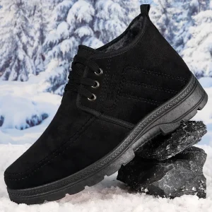 Scarpe invernali da uomo Stivali da neve in pelliccia calda Stivali Chelsea alla caviglia in pelle pelosa scamosciata impermeabili Scarpe da uomo soffici in peluche Calzature da esterno 1