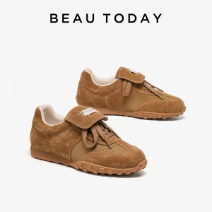 BEAUTODAY Scarpe da ginnastica alla moda Scarpe da ginnastica in pelle scamosciata di mucca da donna Scarpe basse in pelle con fibbia in metallo Scarpe casual femminili fatte a mano 29897 1